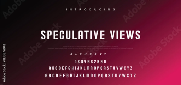 Fototapeta Creative font. Modern abstract digital tech font. Logo creative font, type, technology, movie, digital, music, movie. Fonts and illustration in vector format.