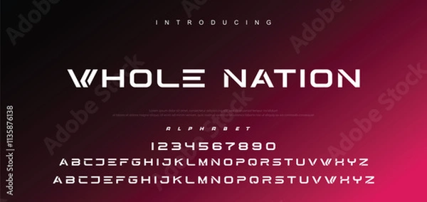 Fototapeta Creative font. Modern abstract digital tech font. Logo creative font, type, technology, movie, digital, music, movie. Fonts and illustration in vector format.