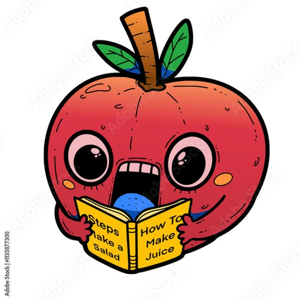 Fototapeta A Cute Fruit chracter is shocked during read manual books