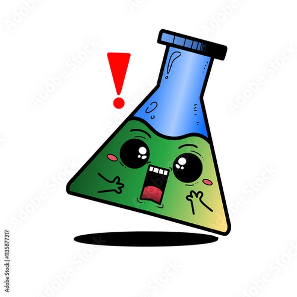 Fototapeta A Cute sign Erlenmeyer Flask characters is shocked