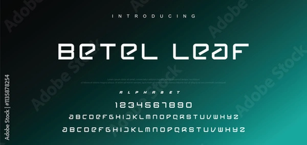 Fototapeta Creative font. Modern abstract digital tech font. Logo creative font, type, technology, movie, digital, music, movie. Fonts and illustration in vector format.