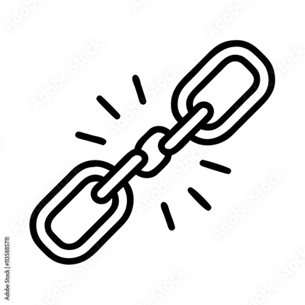 Fototapeta broken chains icon, juneteenth line art, juneteenth icon - simple black line art icon of broken chains, symbolizing juneteenth celebrations. juneteenth vector art.