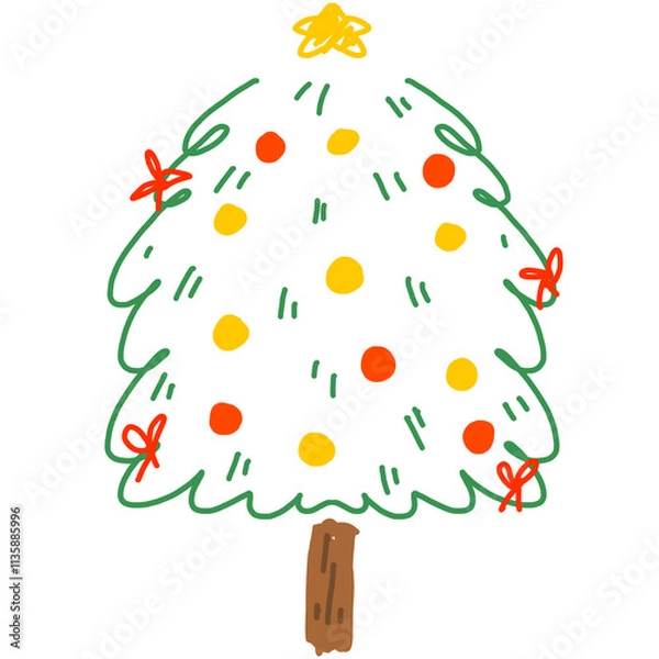 Fototapeta christmas tree with balls