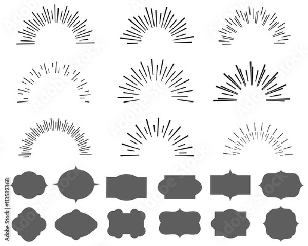 Obraz hand drawn sunbursts and frame