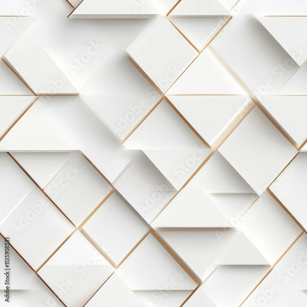 Fototapeta Modern geometric pattern white 3D seamless textured abstract design background clean minimalistic