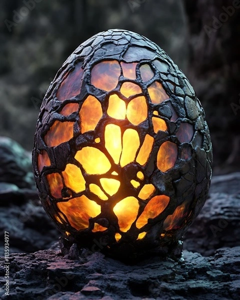 Fototapeta Glowing Dragon Egg Fantasy 3D Render - Fantasy/Mythical Creatures