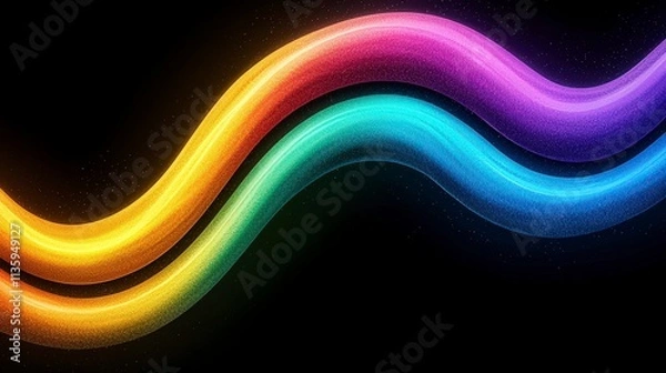 Fototapeta Abstract Colorful Rainbow Curves  Glowing Light Beams  Dark Background  Motion Design