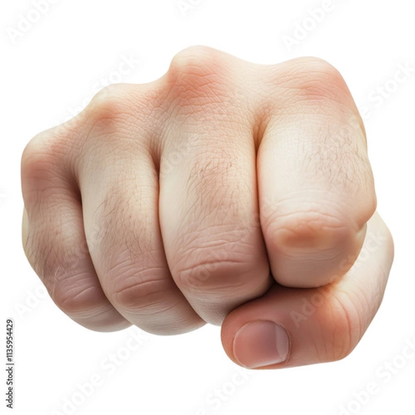 Obraz Close-up of a human fist in front view with a transparent background, symbolizing strength, power, and determination