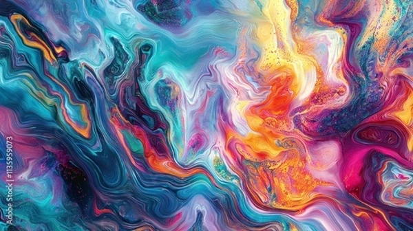 Fototapeta A digital abstract piece with vibrant, flowing patterns, creating a dreamlike and fantastical sense of wonder.