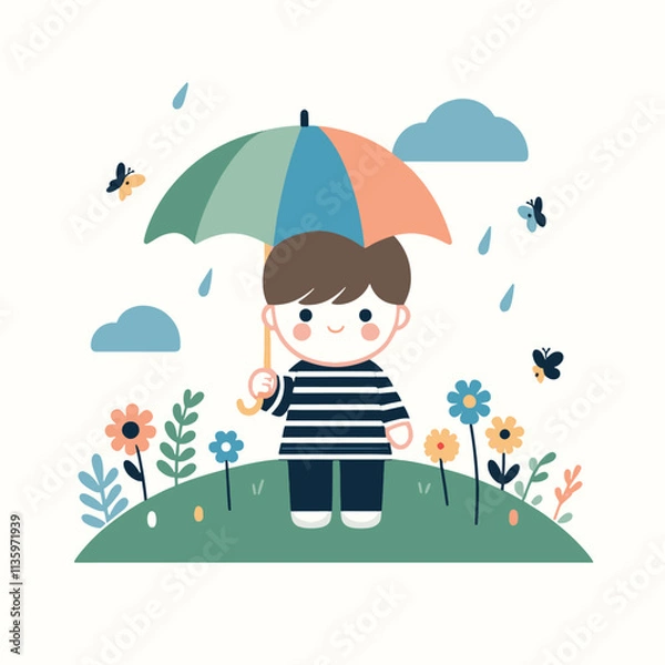 Fototapeta Simple Minimalist Cartoon Illustrations for Versatile Design