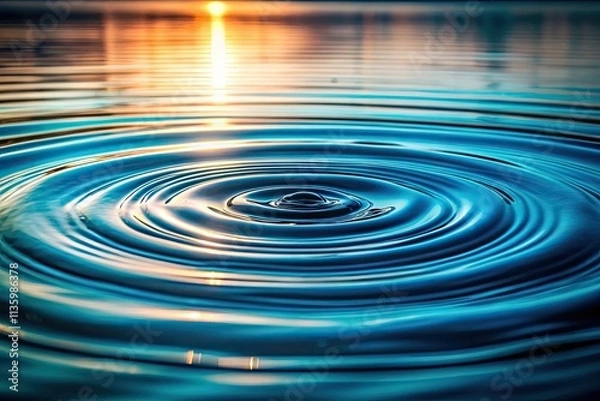 Fototapeta Abstract blue-teal water ripple texture, minimalist and serene, ideal for fluid design.