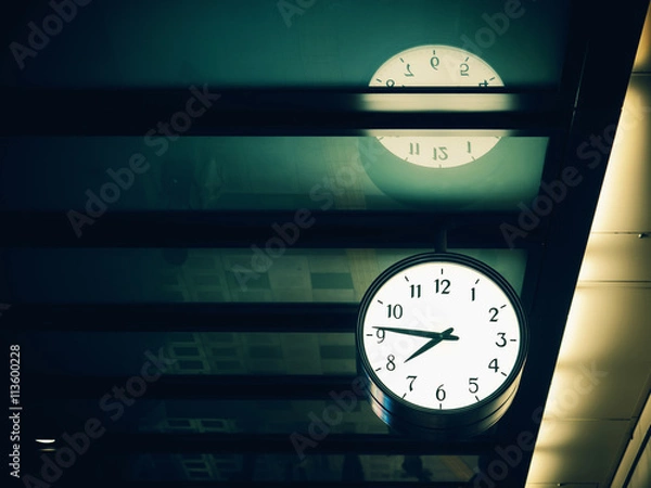 Obraz Wall clock hang in the train station, wal