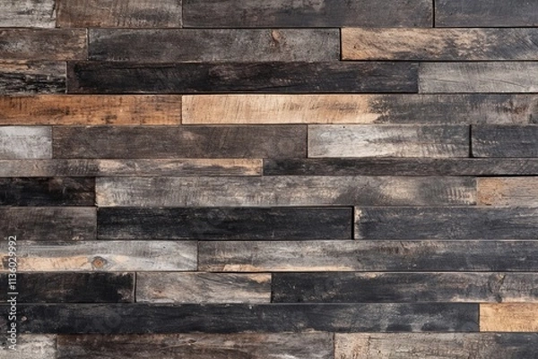 Fototapeta Weathered log cabin wall texture showcasing dark wooden planks and rustic charm in an outdoor setting
