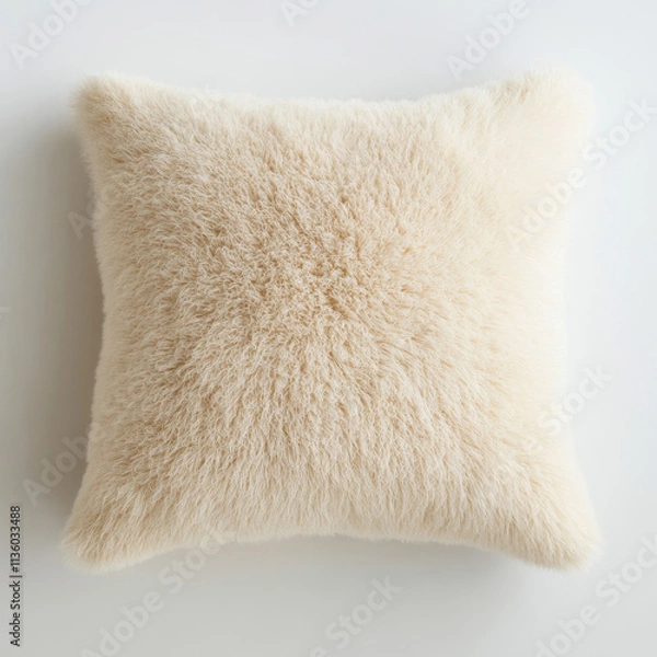 Obraz Soft beige fluffy cushion on minimalist background