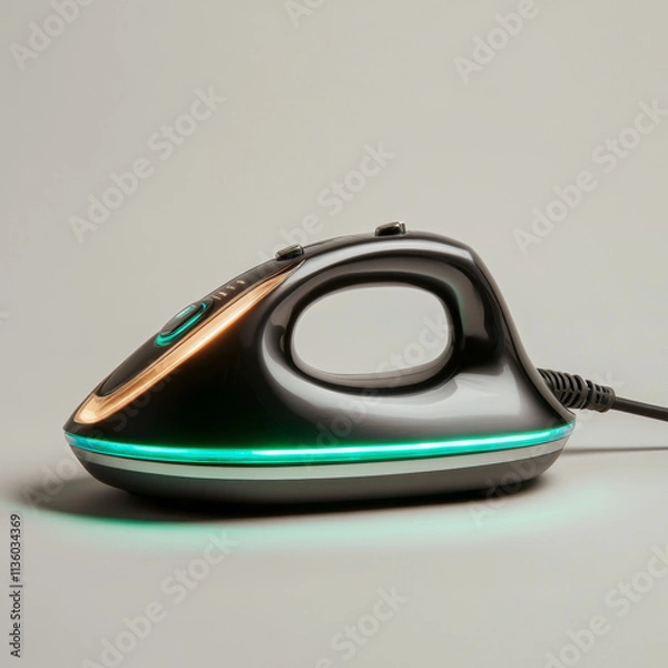 Fototapeta Sleek modern iron with led lights on minimalist background