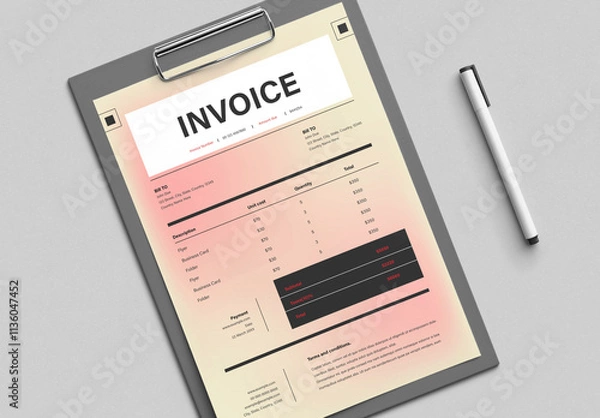 Fototapeta Minimal Colorful Invoice Layout