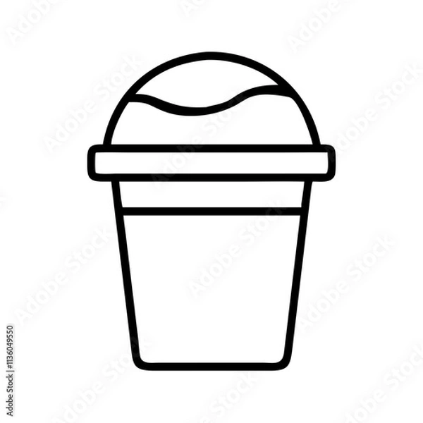 Fototapeta ice cream pint container icon, ice cream day line art, ice cream icon - simple black line art icon of ice cream pint container, symbolizing ice cream day celebrations. ice cream vector art.