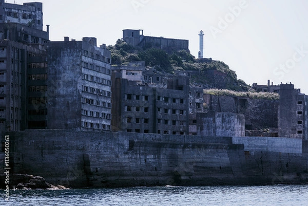 Fototapeta 長崎、端島のアパート群