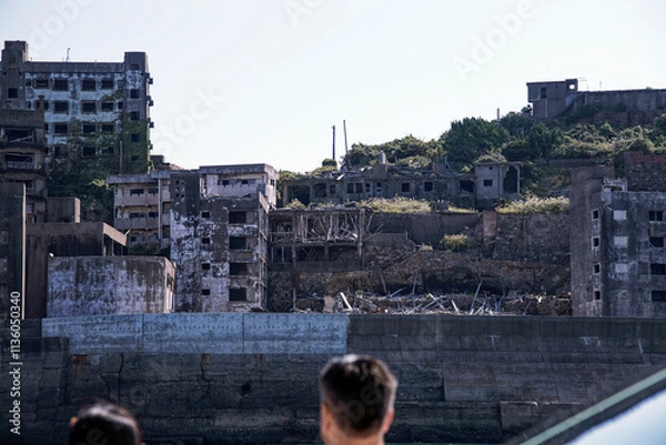 Fototapeta 歴史的建造物が残る長崎の端島
