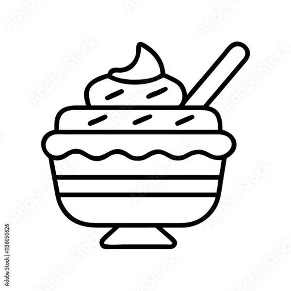 Fototapeta tiramisu ice cream icon, ice cream day line art, ice cream icon - simple black line art icon of tiramisu ice cream, symbolizing ice cream day celebrations. ice cream vector art.