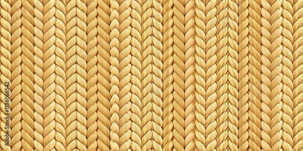 Fototapeta Beige Knitted Seamless Pattern Background - Realistic Knit Texture Design