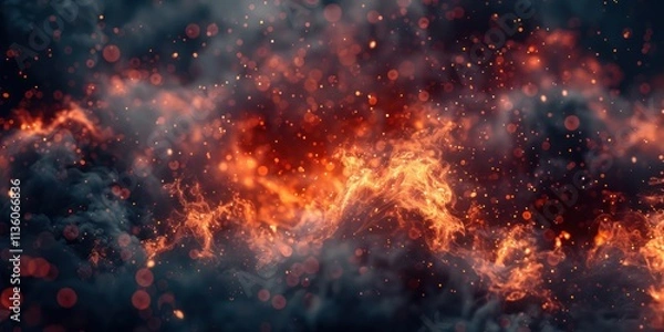 Fototapeta A fiery explosion of orange and red hues against a dark backdrop evoking a sense of intensity and drama.