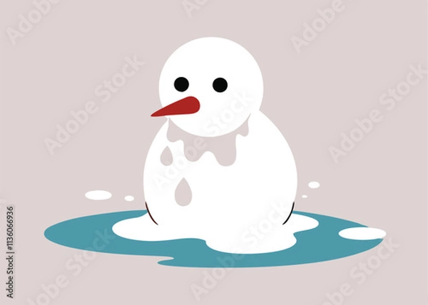 Obraz Spring season a melting snowman turning