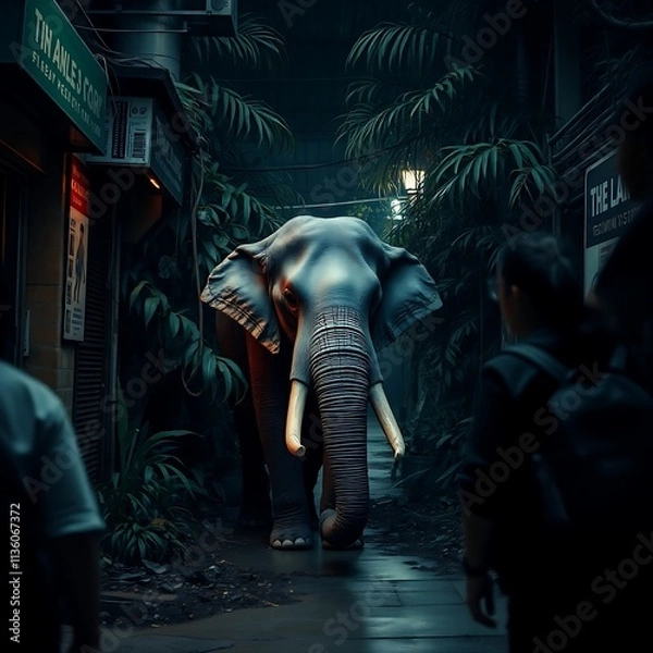 Fototapeta elephant at night