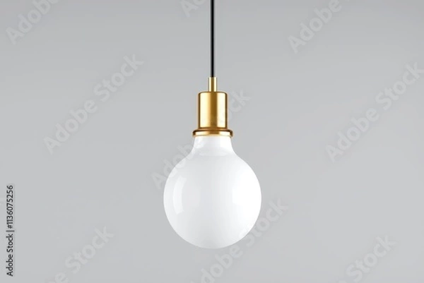 Fototapeta Clean and elegant lightbulb mock up with golden accent on white background