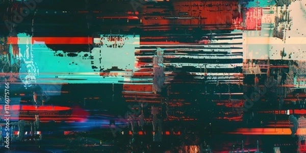 Fototapeta A vibrant abstract artwork featuring dynamic brush strokes in contrasting colors evoking energy and motion.