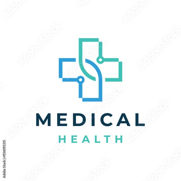 Fototapeta health logo design, or plus sign with a modern touch
