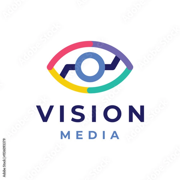 Fototapeta media logo design, or abstract eyes with a colorful touch
