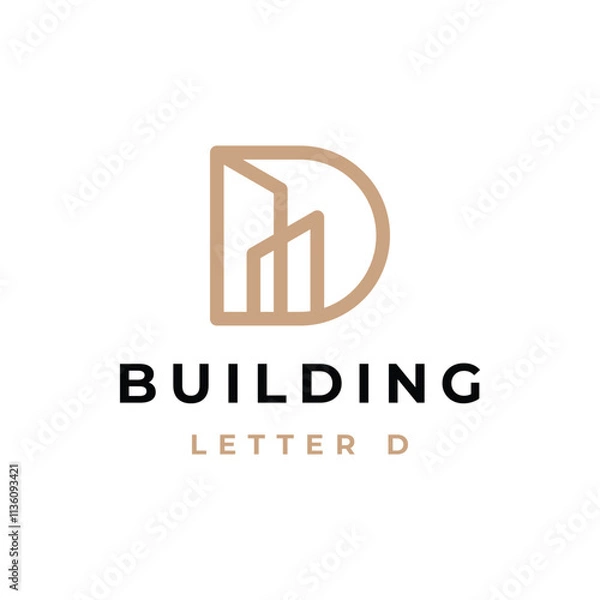 Fototapeta building logo design, or letter D with building