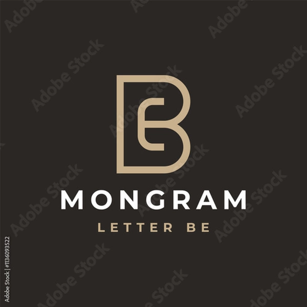 Fototapeta modern minimalist logo BE or monogram initial letter BE