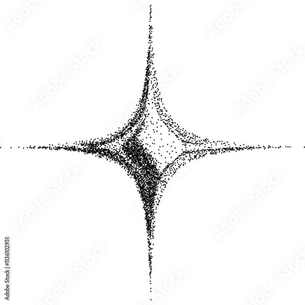 Obraz 3d star shape with stipple dots photocopy effect. Abstract retro y2k geometric futuristic icons in gritty gradient texture. Vector illustration for grunge banner or music cover poster