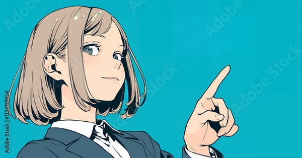 Fototapeta 指差しする女性　AI生成画像