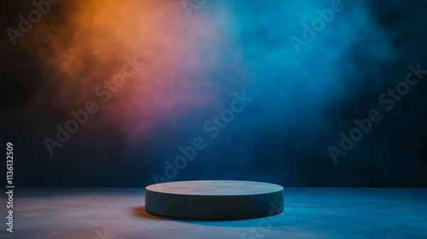 Fototapeta Dramatic podium showdown studio setting digital artwork colorful atmosphere focused viewpoint visual impact