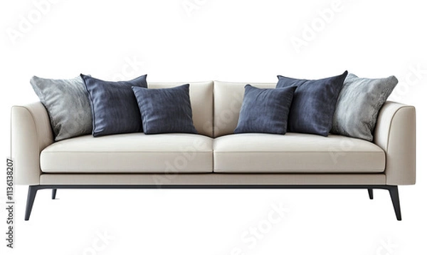 Fototapeta Minimalist sofa front view isolated on white