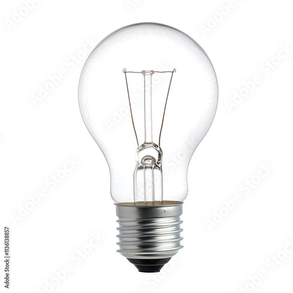 Fototapeta Light bulb with transparent glass isolated on white background