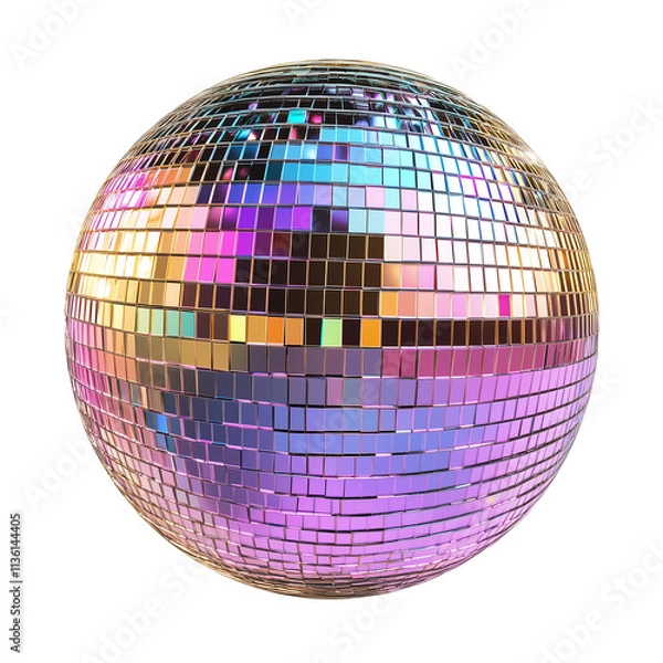 Fototapeta Colorful party disco ball isolated on transparent background