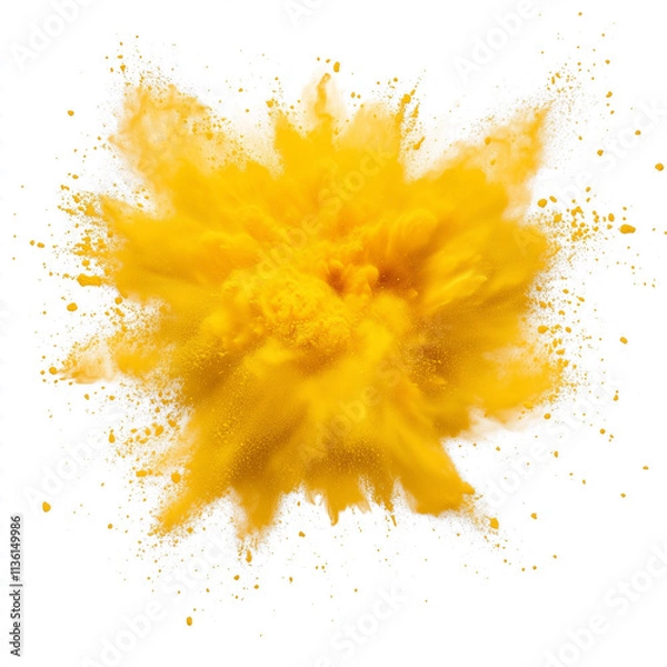Obraz Holi paint yellow powder explosion colored isolated on white background