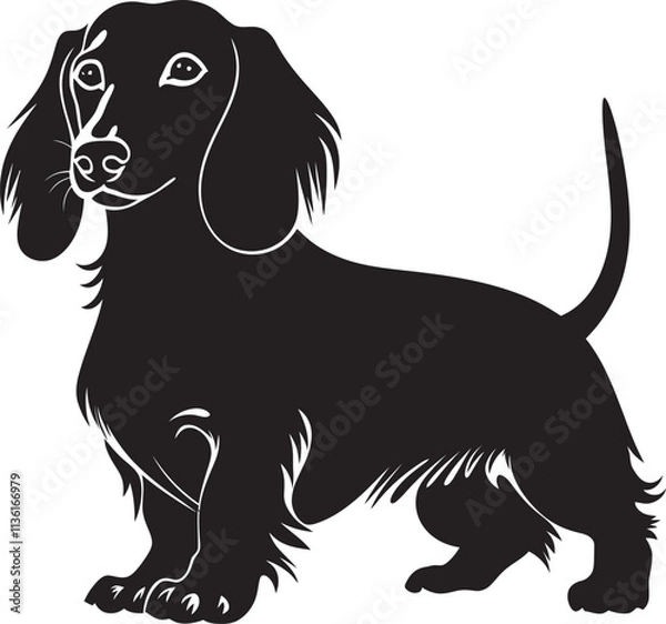 Obraz Dachshund Silhouette Vector Illustration White Background