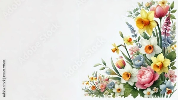 Fototapeta ilustración flores aisladas. fondo blanco