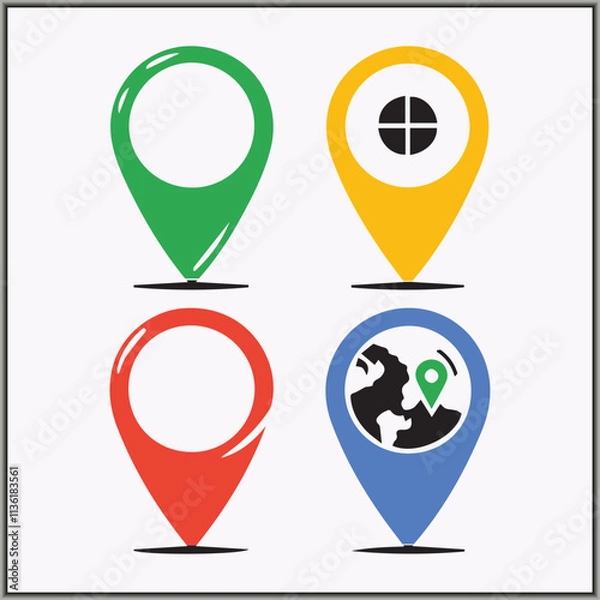 Fototapeta location locator icon bundle with color design 