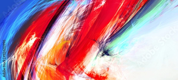 Fototapeta Art painting. Abstract bright paint smears. Dynamic color background. Fractal artwork for creative graphic design