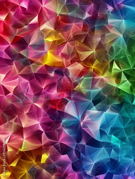 Obraz Vibrant abstract geometric background with multicolored shapes and dynamic light effects creating a kaleidoscopic pattern