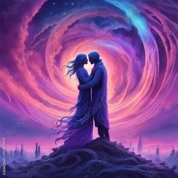 Fototapeta Twin Flames: A Journey of Eternal Love, Spiritual Connection, and the Metaphysical Bond Between Souls in Universal Harmony