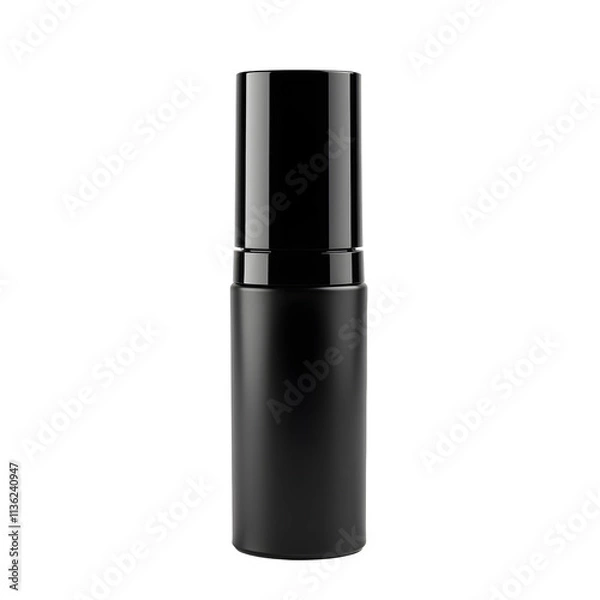 Fototapeta Front view of a black eyeshadow primer bottle with no labels isolated on a white transparent background.