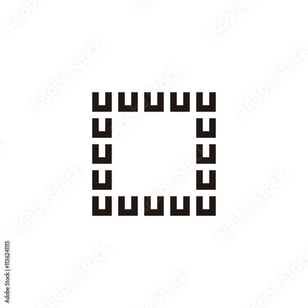 Fototapeta Letters U squares, frame geometric symbol simple logo vector