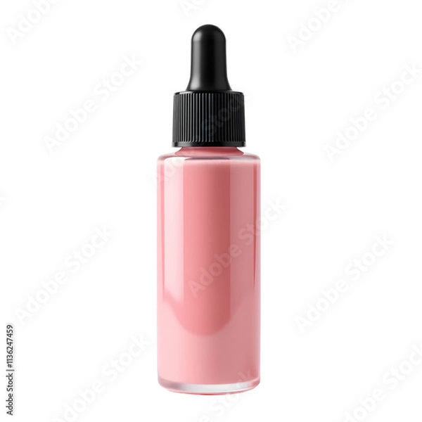 Fototapeta Front view of a light pink liquid highlighter bottle with no labels isolated on a white transparent background.